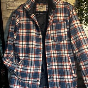 Lined Plaid Flannel Jacket - Blue/White/Red